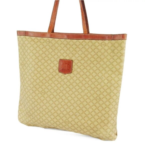 CELINE tote bag macadam beige PVC ?~ leather Authentic - Picture 1 of 9